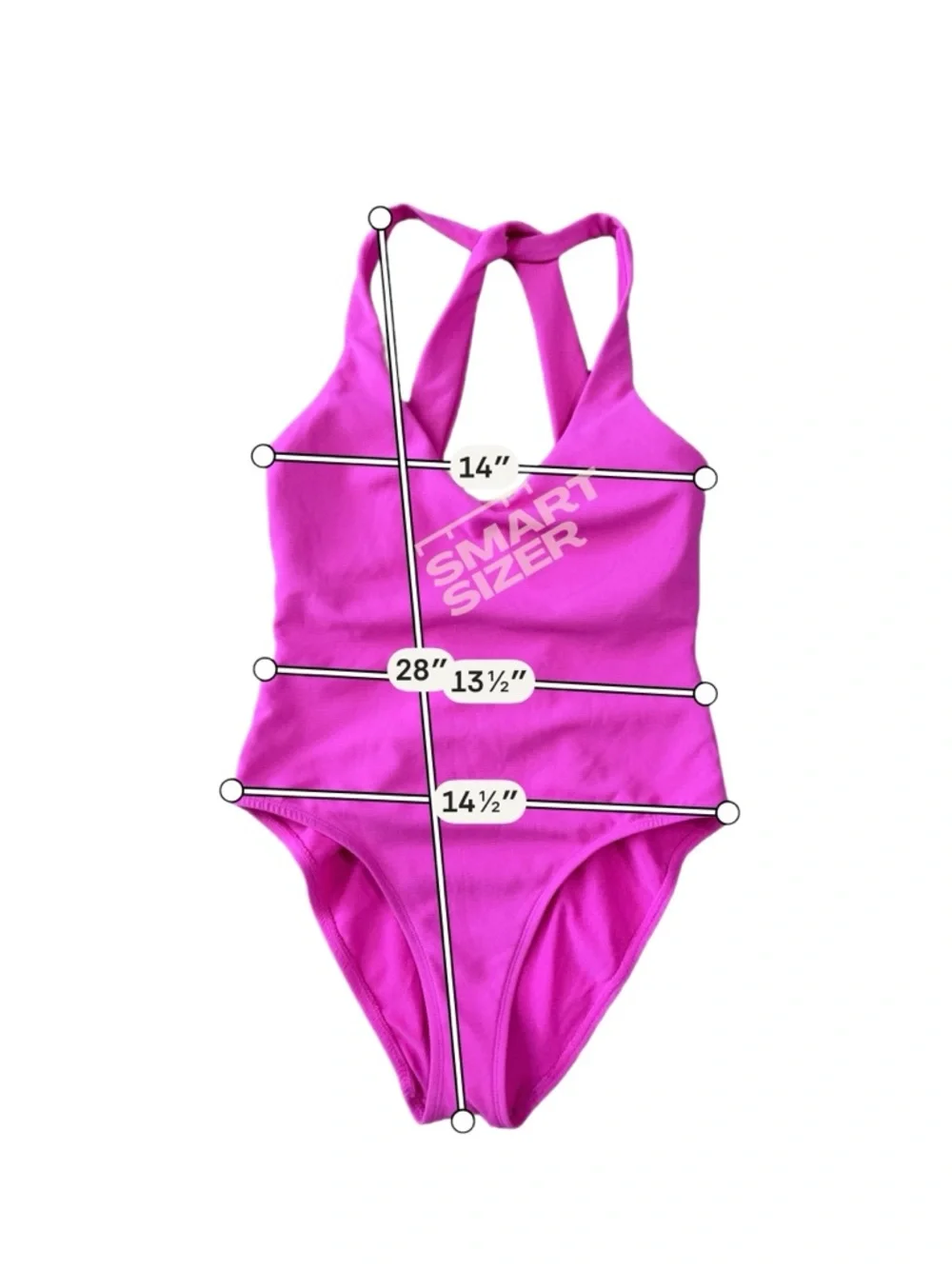 Wilo The Label Hot Pink One Piece Swimsuit V-Neck Crisscross Back Size Medium‎